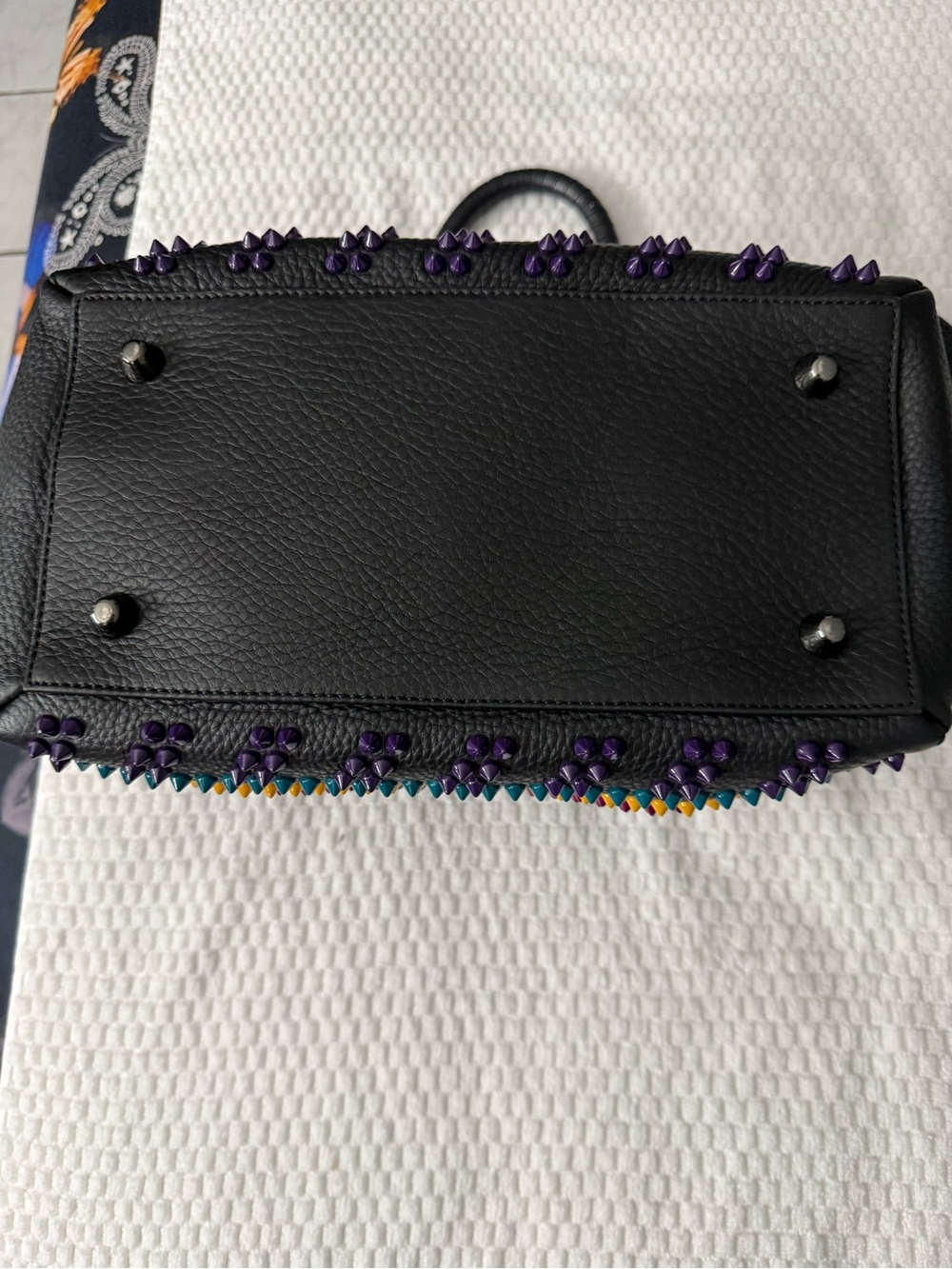 Christian Louboutin Black Dome Satchel with Multicolor Studs - Picture 4 of 7